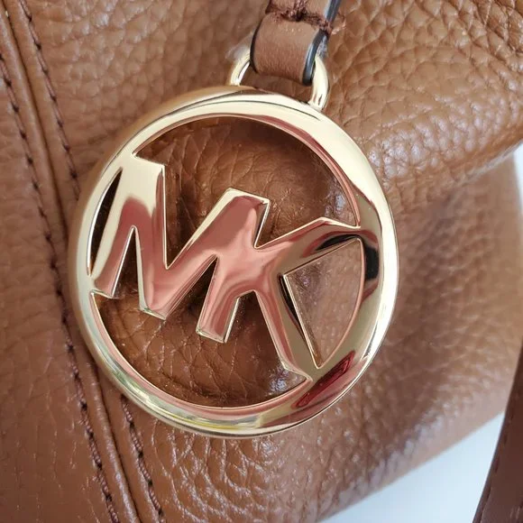 NWOT MICHAEL KORS BROOKE Satchel Handbag Tan Pebbled Leather Medium Shoulder Bag - Picture 6 of 11